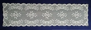 14" x 72" White Lace Table Runner Hearts and Roses Dining Room Livingroom - Picture 1 of 3