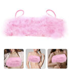 Womens Neon Pink Crop Fluffy Tank Top Rave Tops Sexy Keep Warm