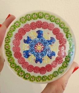 Colorful Baccarat Four Concentric Row + Center Cane Millefiori Paperweight - Picture 1 of 8