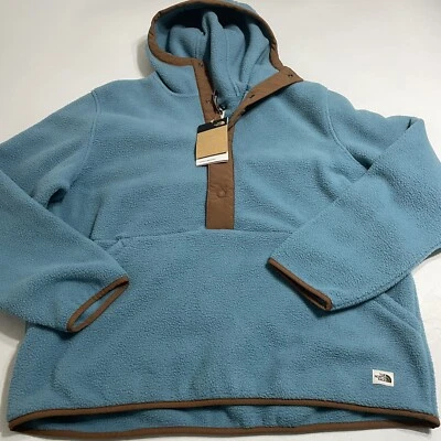 North Face мужской размер XL синий/коричневый Carbondale 1/4 Snap флисовая толстовка с капюшоном $119 новый с Ярлыками - Изображение 1 из 4