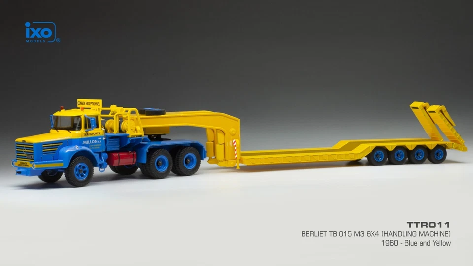 IXO 1/43 TTR011 BERLIET TBO 15 M3 6x4 1960 Handling Mch. Porte Engin bleu/jaune - Immagine 1 di 4