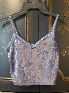 Forever 21 Velvet Cropped Cami | Blue | Small ** RARE ** - Picture 1 of 10