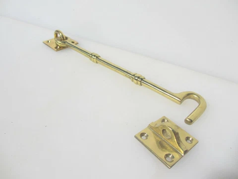 Vintage Brass Door Latch Lock Hook Keep Old Barn Gate Antique New Old Stock 12"W Cover