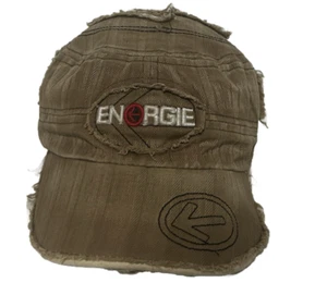 Vintage Energie Hat Cap Strap Back Distressed Cadet Style Brown - Picture 1 of 9