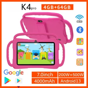 New Pink Children Kids Tablet Android 13 7'' 4+128GB 4000mAh WiFi Dual Camera - Picture 1 of 14