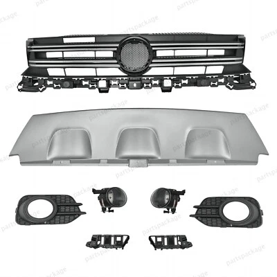 For Tiguan 2012-17 8PC Bumper Upper Chrome Grille, Lower Panel & Fog Light Bezel Foto 1 de 4