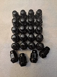 24* 1/2-20 Standard Bulge Acorn Lug Nuts - Black *Trailer Wheel Camper - Picture 1 of 2