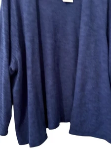 Croft & Barrow Open Front Cardigan Sweater Woman Size 2X Blue Cotton 3/4 Sleeve - Picture 1 of 8