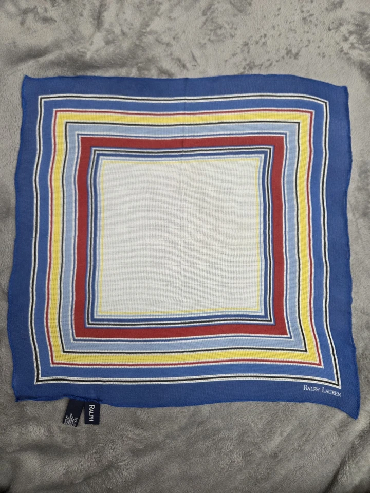 Bufanda cuadrada vintage Ralph Lauren texturizada 16x17 cuadrada de bolsillo hecha en Japón  Foto 1 de 4