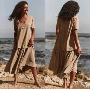 Maxi Vestido Free People Mediano Verde De Gran Tamaño Herrón Cintura Caída TEAL Nuevo - Imagen 1 de 8