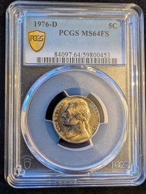 1976-D Jefferson Nickel, Uncirculated, Graded, MS-64 Full Step - Image 1 of 2