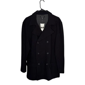 NWTS Claiborne Size XL Black Cotton Double Breasted Button Front Pea Coat - Picture 1 of 14