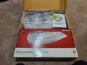 NEW Microsoft Natural Multimedia PC Keyboard 1.0A Wired PS/2 Ergonomic RT9470 - Picture 1 of 4