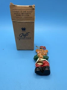 Vtg. Avon Strike Up The Band Teddy Horn Player Ornament - Picture 1 of 3