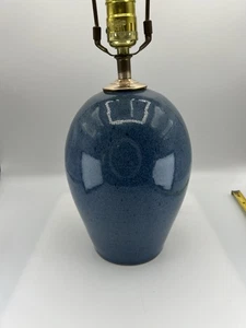 Jugtown Ware Pottery Lamp Blue Glaze Tested 12” With Socket No Shade Vintage - Picture 1 of 8