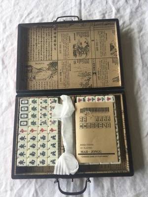 Mahjong 144 Tiles Mah-Jong Set Piece w/ English Instructions  unused - Image 1 of 4