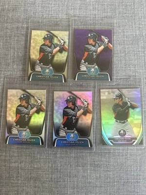 Christian Yelich 2012 Bowman Platinum Silver & Purple Refractor. Rookie Prospect - Image 1 of 2