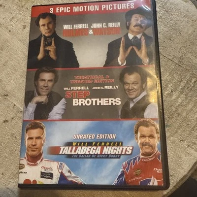 NEW: Will Ferrell & John Reilly Triple DVD- Holmes & Watson; Step Brother; Talle - Image 1 of 3