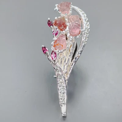 Broche de turmalina natural para joyería de plata de ley 925/NB29910 Foto 1 de 4