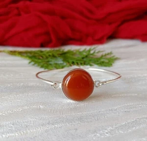 Stunning Red Carnelian Gemstone 925 Sterling Silver Handmade Bracelet - Picture 1 of 6