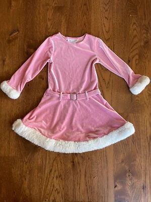 Girls Bonnie Jean Pink Sparkle Santa Dress - Size 5 - Image 1 of 4