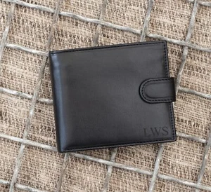 Cartera de cuero de lujo negra y marrón triple bolsillo para monedas nueva venta láser - Imagen 1 de 4