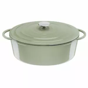 Tefal Lov Ovaler Bräter Schmortopf Kochtopf Induktion Gusseisen Hellgrün 34 cm - Picture 1 of 10