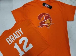 30823 Mens TAMPA BAY BUCCANEERS Evans Brady Brooks White Throwback Shirt ORANGE - Picture 1 of 11