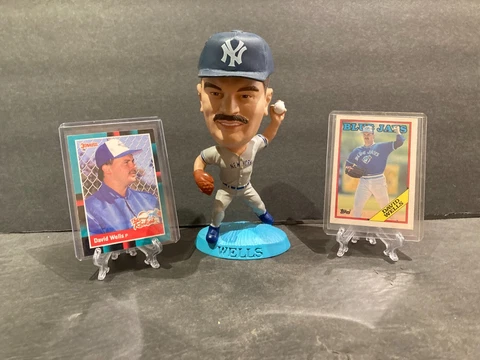 David Wells SET: 1999 Headliner Figure NY Yankees, 2 1988 Rookie Cards Blue Jays Cover