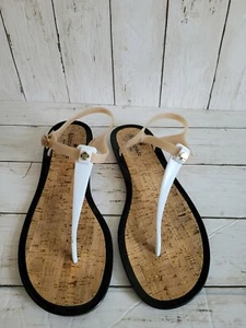 ADORABLE KATE SPADE FLIP FLOP SANDLES BUCKLES AROUND ANKLES SIZE 11 NUDE AND... - Picture 1 of 8