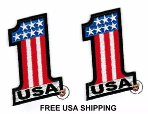 Set di 2 toppe biker ricamate USA #1 stelle e strisce spedizione gratuita USA - Foto 1 di 3