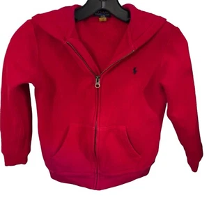 Polo Ralph Lauren Kids Red Cotton-Blend- Zip Up Hoodie Sweatshirt Unisex Size 7 - Picture 1 of 8