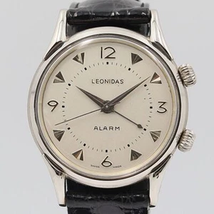 Heuer Leonidas 745.203 alarm silver dial hand-wound vintage men's watch used - Picture 1 of 3
