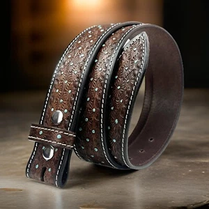 Western Genuine Leather Belt Full Grain Handmade Men's Heavy Duty Without Buckle - Picture 1 of 8