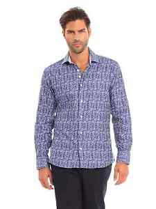 Bertigo 'Alessio 92' Blue Men's LS Shirt NWT ($160) Size 2XL