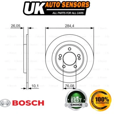 Fits i30 Cee'D Pro 1.0 1.4 CRDi 1.6 Bosch Rear 2x Brake Disc 58411A6200 - Image 1 of 4