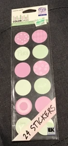EK SUCCESS SCRAPBOOK 24 COLOR OASIS FLIRTY PERSONALITY STICKERS PINK GREEN - Picture 1 of 1