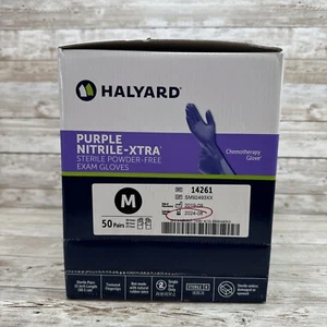 Halyard Purple-XTRA Nitrile Exam Gloves STERILE 1 Box Size: MEDIUM *Check Date* - Picture 1 of 6