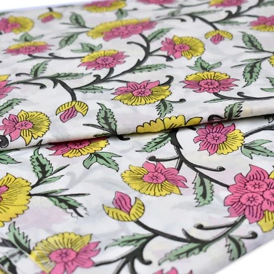 5 Yard Indian Hand Block Printed Fabric Cotton Running Dress Sewing Material A6 - Image 1 of 4