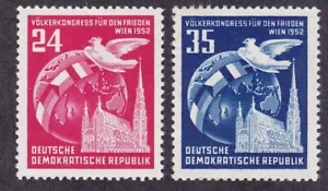 DDR 118-19 MNH OG 1952 Globe Dove and St. Stephen's Cathedral Set In perfette condizioni - Foto 1 di 1
