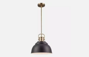 Home Decorators Collection Shelston 13 in. 1-Light Black and Brass Hanging - Picture 1 of 4