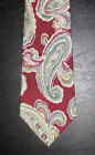 Cravate Adolfo tout soie rouge blanc gris motif paysage design neuf dans sa boîte t3326 