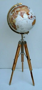 Floor World Globe With Wooden Tripod Stand 18" Big Modern Map Atlas Globe - Picture 1 of 6