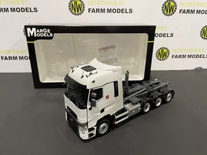 MARGE MODELS 1:32 SCALE RENAULT T-SERIES WITH MEILLER HOOKLIFT LOADER - WHITE - Picture 1 of 7