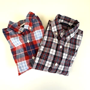 Janie and Jack Boys Button Down Plaid Shirts Long Sleeves Size 6 - Lot of 2 EUC - Picture 1 of 19