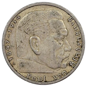 Allemagne - 5 reichsmark 1936 A - Paul von Hindenburg - Berlin - argent - KM.86 - Foto 1 di 2