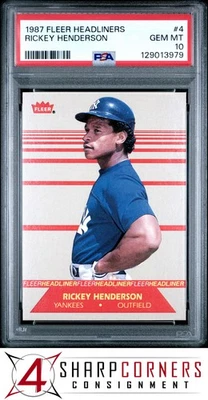 Fleer Headliners 1987 #4 Rickey Henderson Yankees Hof PSA 10 Foto 1 de 3