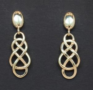 9 Carat Yellow Gold Celtic Drop Earrings Butterfly Fasteners (80.25.440) - Picture 1 of 2