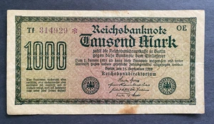 Deutschland 1000 Mark 1922 Banknote - Weimarer Republik - Historisches Sammlerstück - Bild 1 von 2