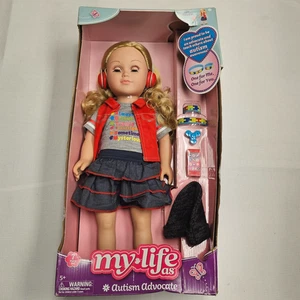 My Life As 18" Poseable Autism Advocate blonde Haare Modepuppe neu abgenutzt - Bild 1 von 6
